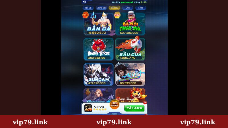 Các tựa game nổ hũ hấp dẫn tại Vip79