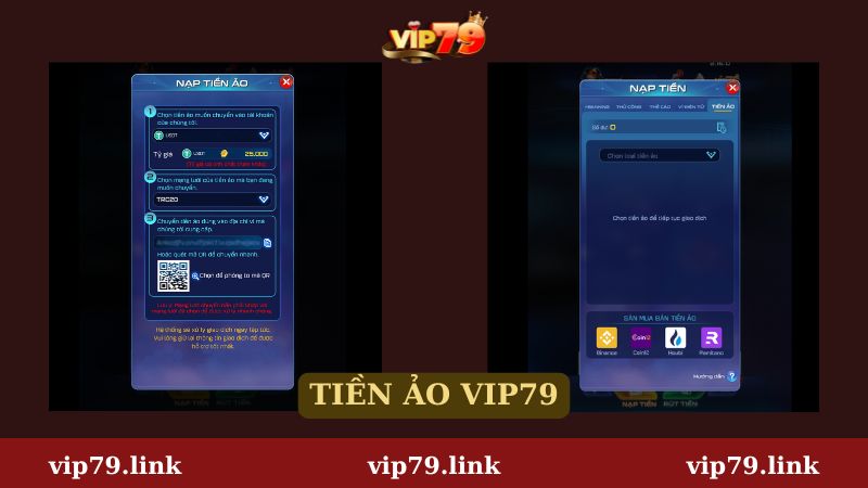 Nạp Vip79 qua ví tiền ảo